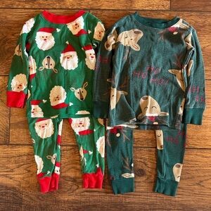 Carter's Green & Red Holiday Santa and Reindeer Pajama Set